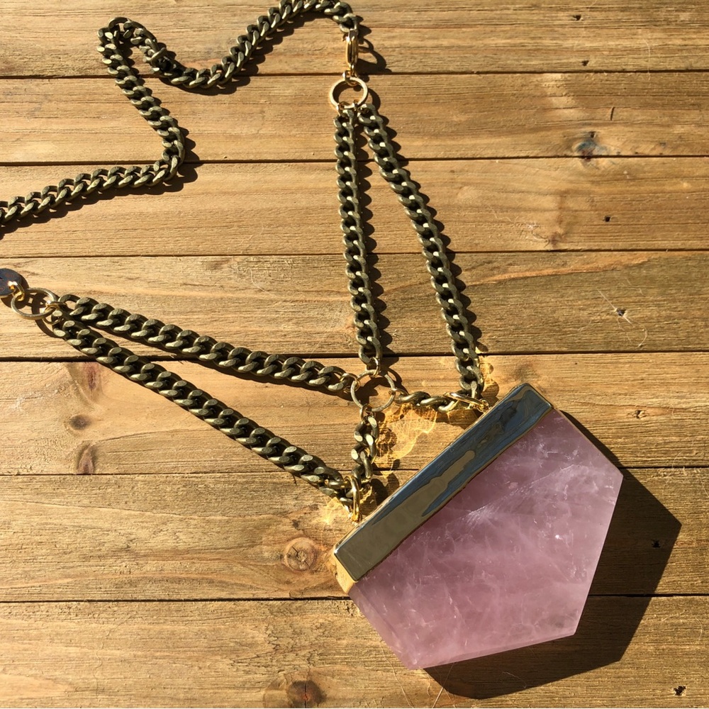 BCP Jewelry Unique Rose Quartz Pendant Necklace 💎